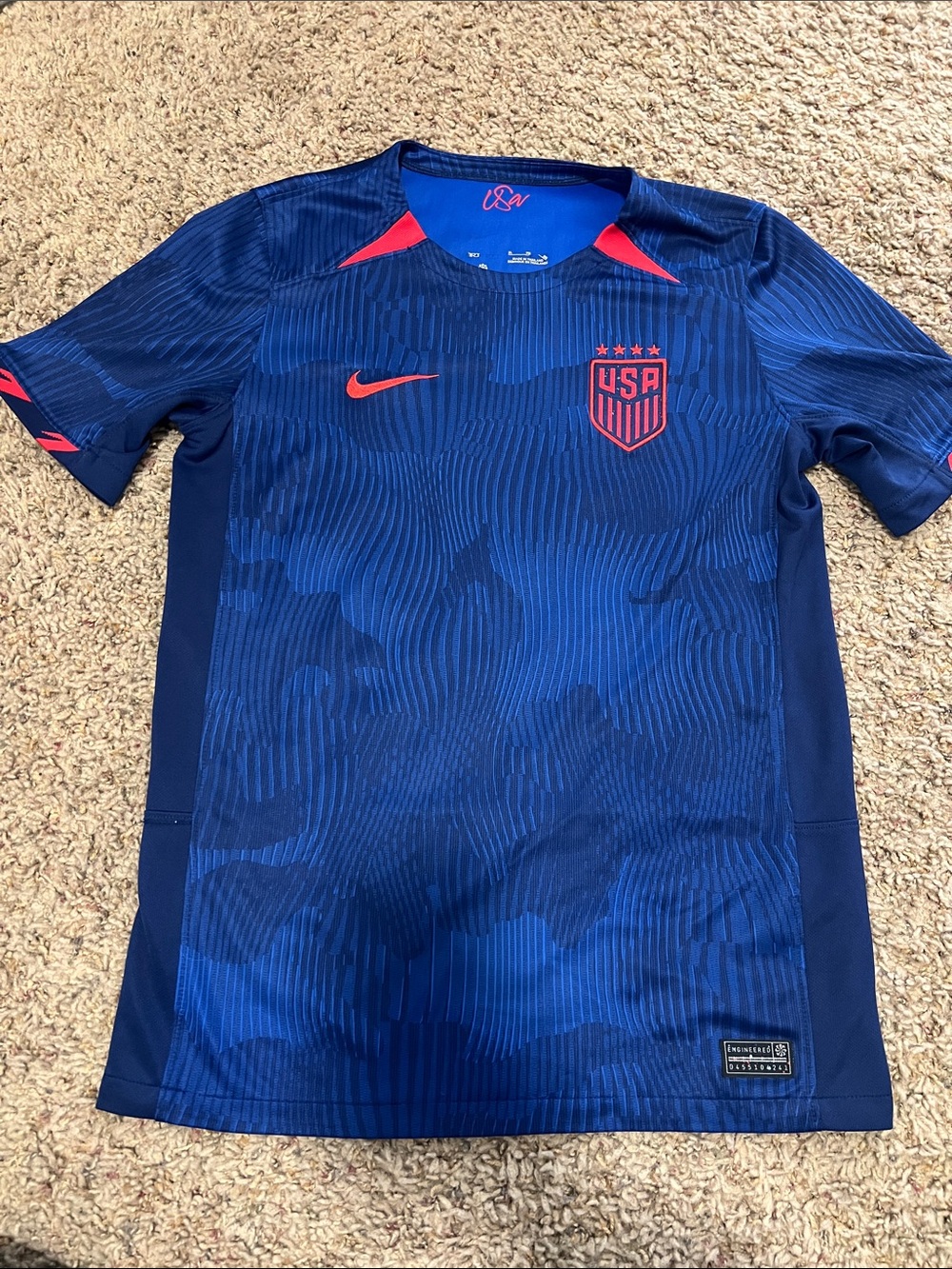 Nike Kids' Navy Blue Soccer Jersey with Red Details